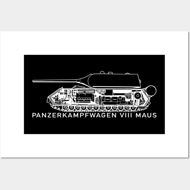 Panzer VIII Maus German WW2 Tank Cutaway Diagram Cross Section Inside Wall Art by Battlefields